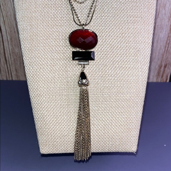 White House Black Market Necklace with Red Pendant NWT - Picture 7 of 8